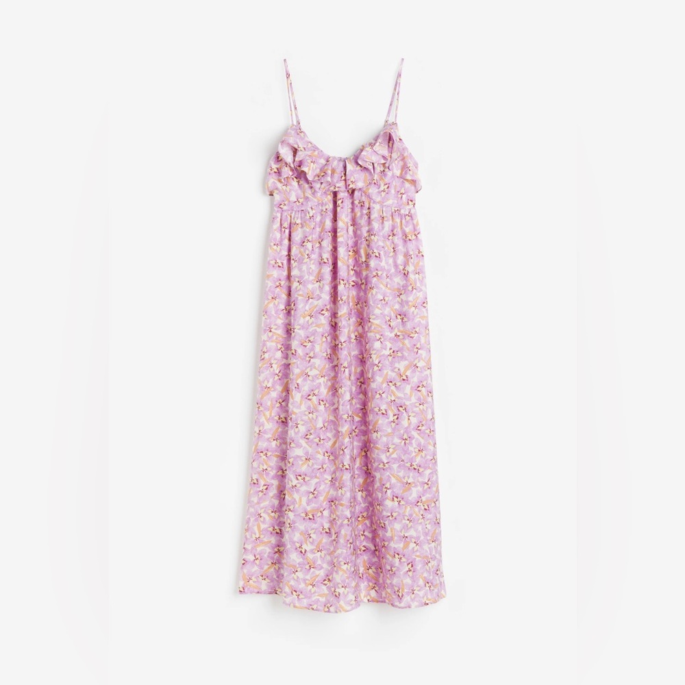 H&M Lavender Floral Ruffle Maxi Dress